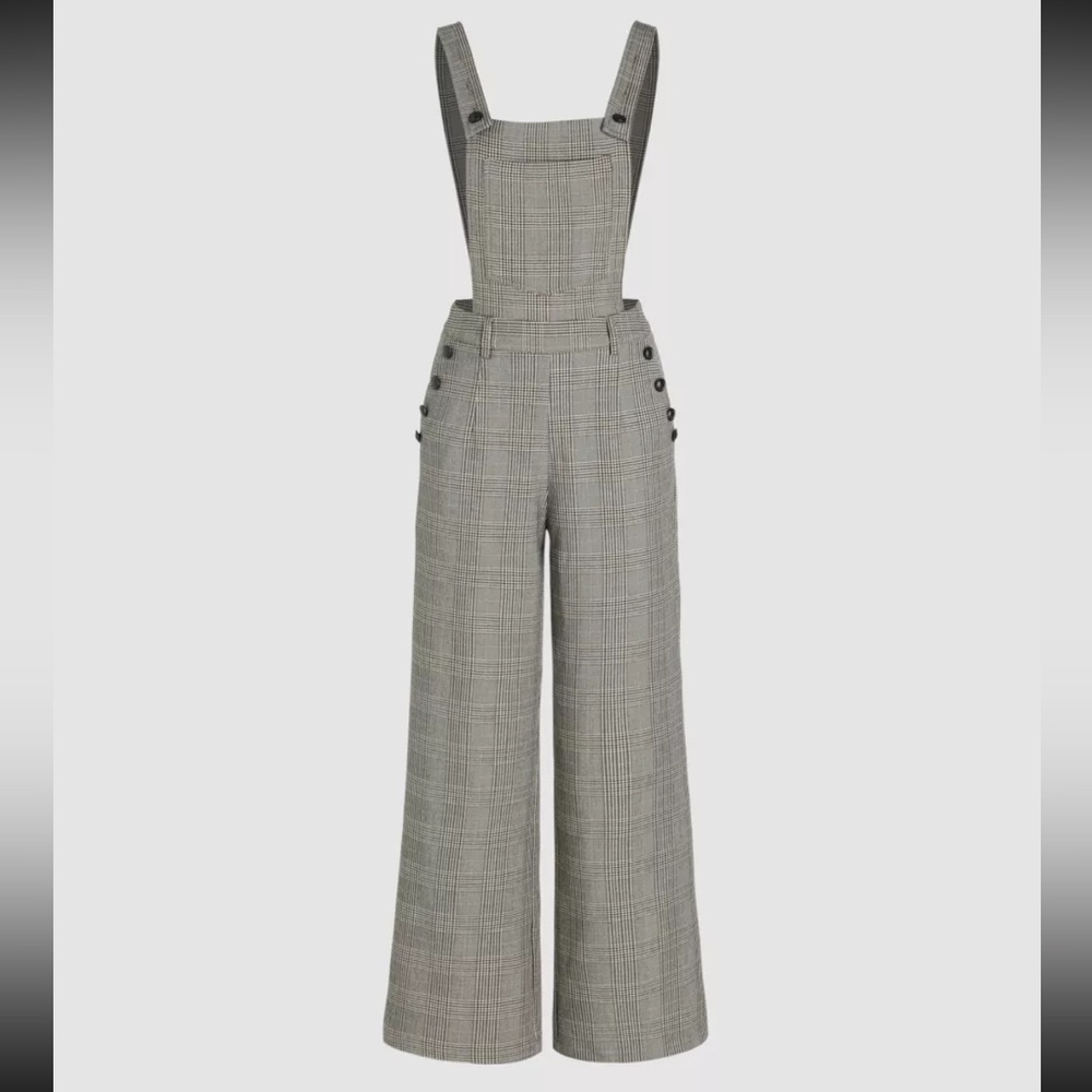 Houndstooth button jumpsuit